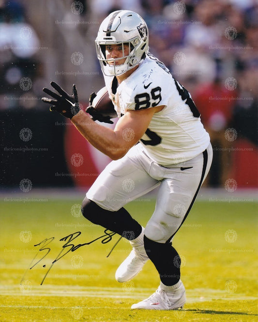 Iconic signed photograph of Brock Bowers with the Las Vegas Raiders curated by The Iconic Photos