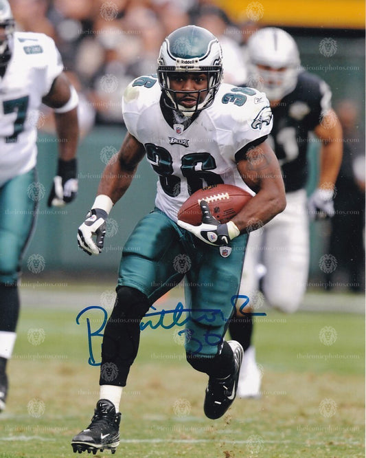 Iconic signed photograph of Brian Westbrook with the Philadelphia Eagles curated by The Iconic Photos