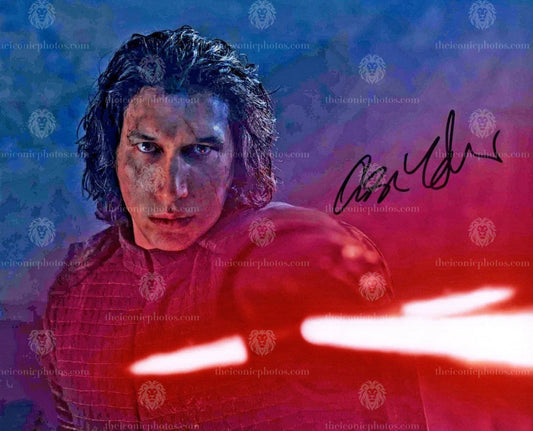 Iconic signed photograph of Adam Driver from his Star Wars era curated by The Iconic Photos