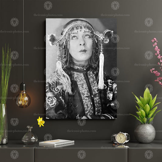 Alla Nazimova Vintage Expression Monochrome Canvas Wall Art – Theatre Inspired Décor