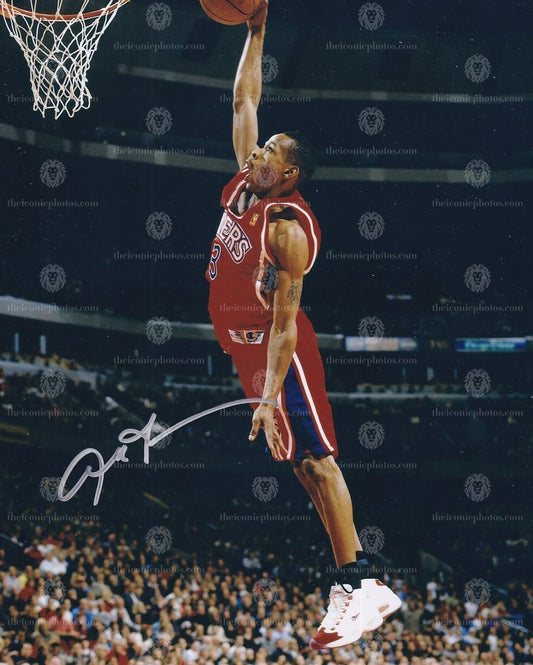 Iconic signed photograph of Allen Iverson with the Philadelphia 76ers curated by The Iconic Photos