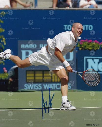 Iconic signed photograph of Andre Agassi curated by The Iconic Photos
