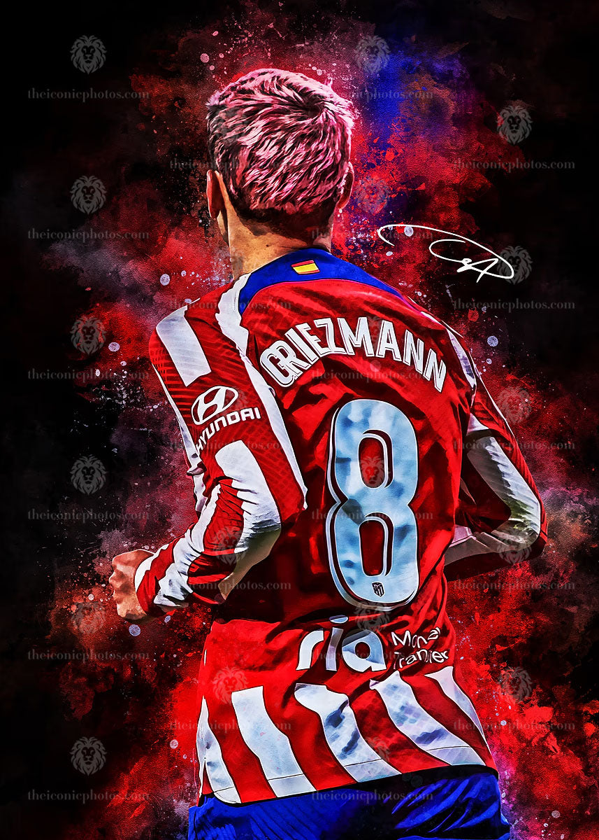 Antoine Griezmann Atletico Madrid soccer canvas wall art for sports décor