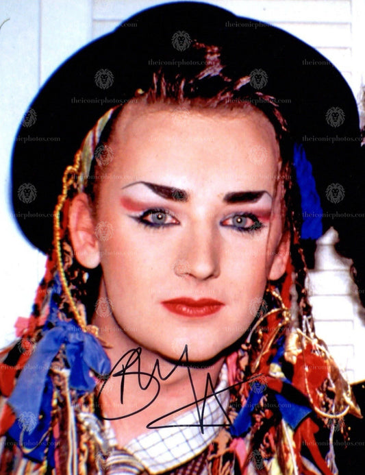 Iconic signed photograph of Boy George curated by The Iconic Photos