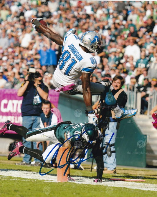 Iconic signed photograph of Detroit Lions legend Calvin Johnson curated by The Iconic Photos