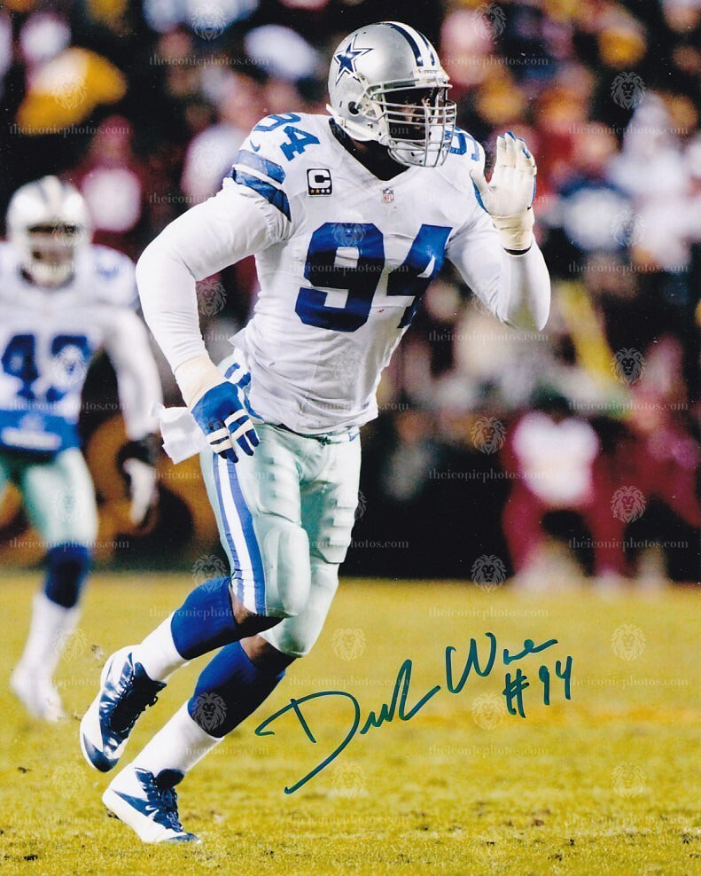 Iconic signed photograph of NFL Hall of Fame pass rusher DeMarcus Ware with the Dallas Cowboys curated by The Iconic Photos