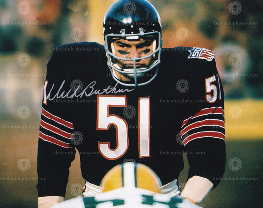 Iconic signed photograph of NFL Hall of Fame linebacker Dick Butkus with the Chicago Bears curated by The Iconic Photos