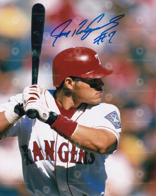 Iconic baseball photograph of Texas Rangers legend Ivan Rodriguez curated by The Iconic Photos