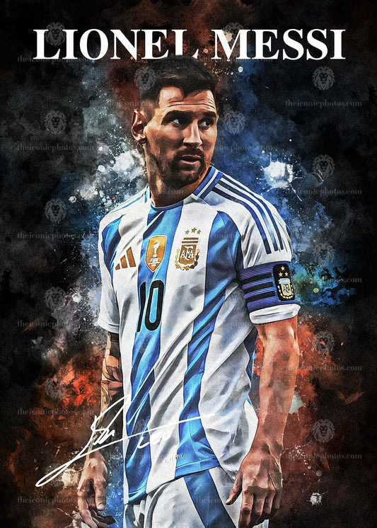 Lionel Messi creative genius soccer canvas wall art for sports décor