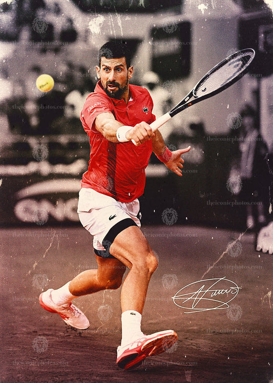 Novak Djokovic championship focus tennis canvas wall art for sports décor