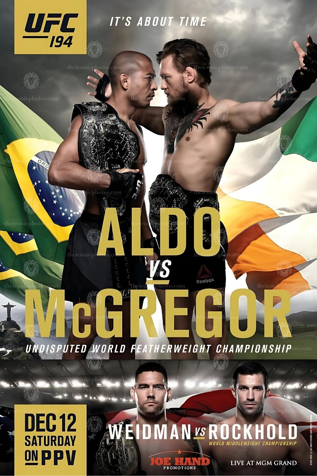 UFC 194 Aldo vs McGregor 13 second knockout MMA canvas wall art for man cave and office decor