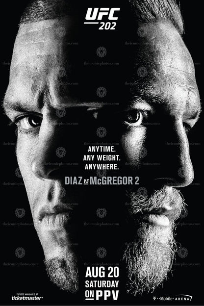 UFC 202 Diaz vs McGregor epic rivalry rematch MMA canvas wall art for man cave and office decor