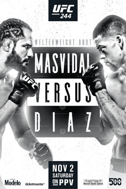 UFC 244 Masvidal vs Diaz BMF title fight MMA canvas wall art for man cave and office decor