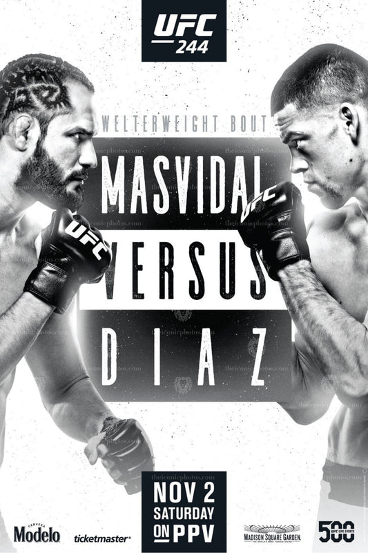 UFC 244 Masvidal vs Diaz BMF title fight MMA canvas wall art for man cave and office decor