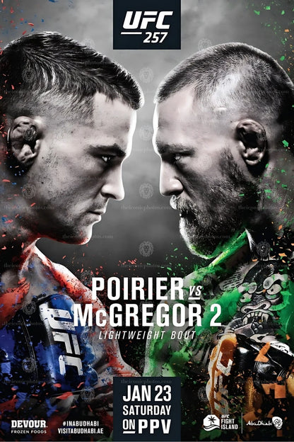 UFC 257 Poirier vs McGregor 2 lightweight rematch MMA canvas wall art for man cave and office decor