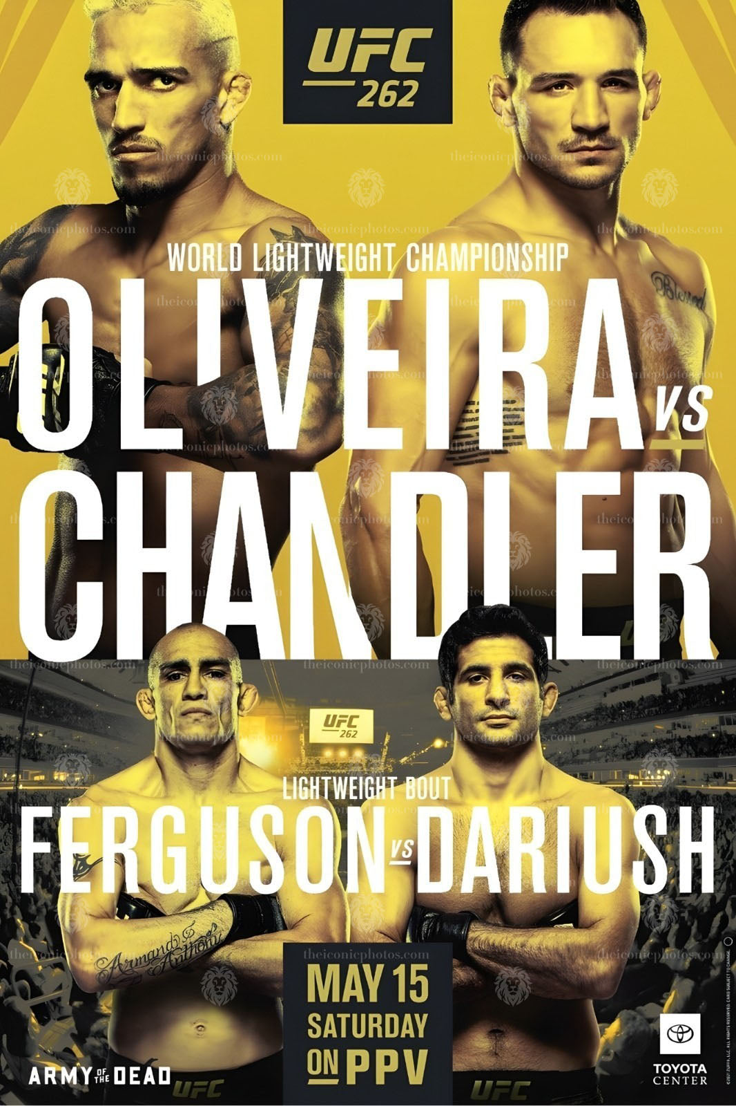 UFC 262 Oliveira vs Chandler lightweight title fight MMA canvas wall art for man cave and office decor