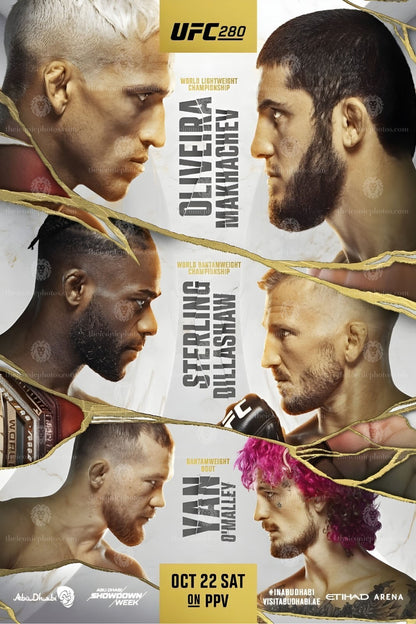 UFC 280 Oliveira vs Makhachev lightweight title fight MMA canvas wall art for man cave and office decor