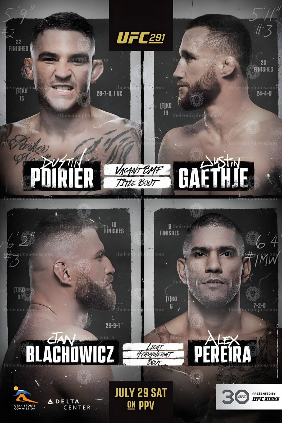 UFC 291 Poirier vs Gaethje BMF lightweight war MMA canvas wall art for man cave and office decor