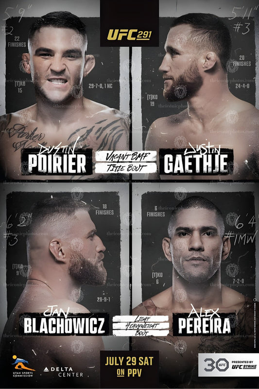 UFC 291 Poirier vs Gaethje BMF lightweight war MMA canvas wall art for man cave and office decor