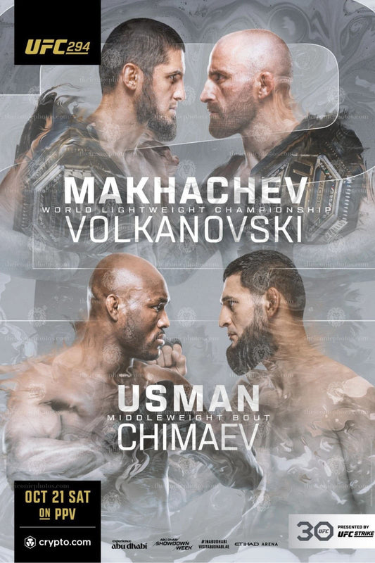 UFC 294 Makhachev vs Volkanovski lightweight title fight MMA canvas wall art for man cave and office decor
