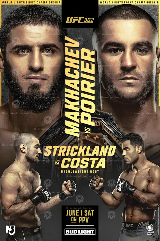 UFC 302 Makhachev vs Poirier lightweight title fight MMA canvas wall art for man cave and office decor