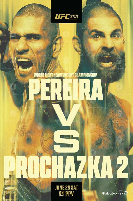 UFC 303 Pereira vs Prochazka light heavyweight MMA canvas wall art for man cave and office decor