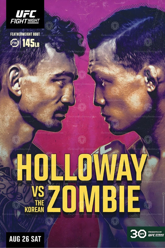 UFC Fight Night Holloway vs Zombie featherweight battle action canvas wall art for man cave and office decor