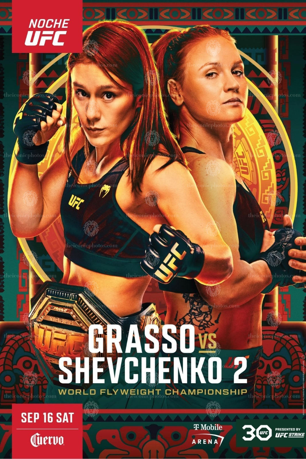 UFC Noche Grasso vs Shevchenko 2 women’s title fight action canvas wall art for man cave and office decor