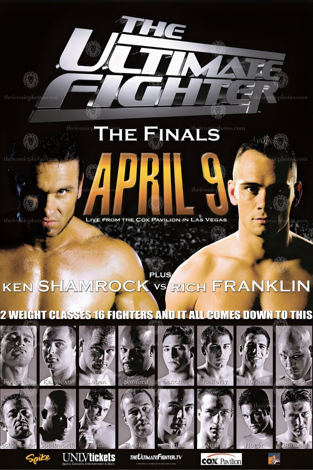 UFC TUF 1 Finale Shamrock vs Franklin legendary MMA fight canvas wall art for man cave and office decor